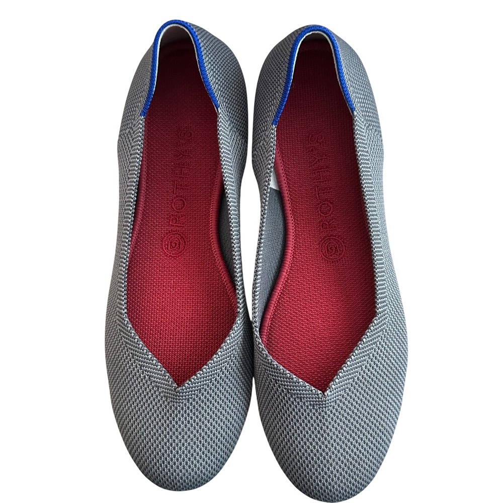 Rothy's The Flat 9.5 Charcoal Gray Round Toe Knit Ballet Flats Office Casual - Picture 3 of 11